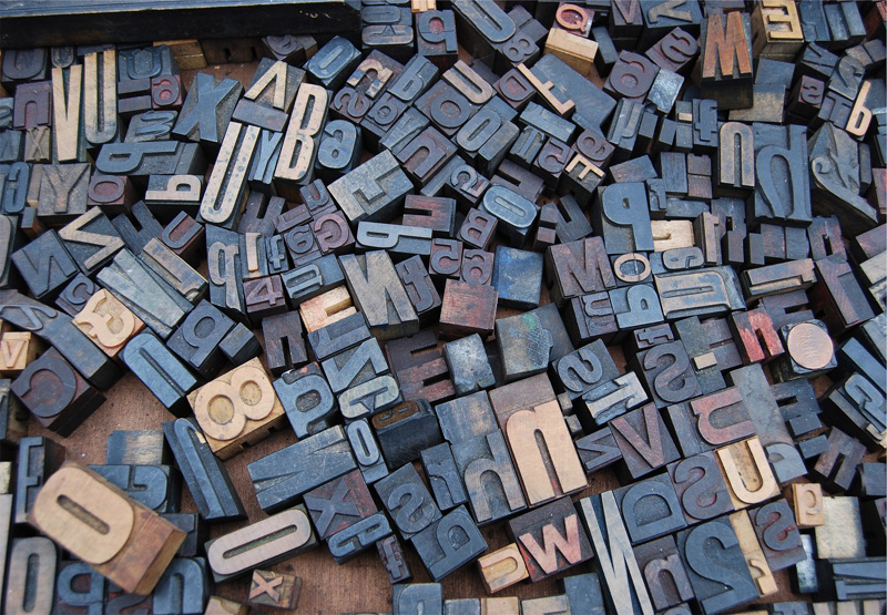 a group of typesetting letters