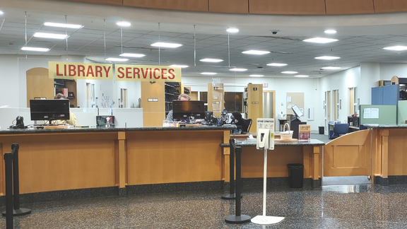a photograph of the library first floor desk