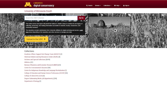 a screenshot of the UMD's university digital conservancy page