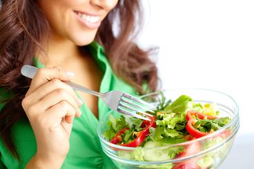 woman enjoying salad